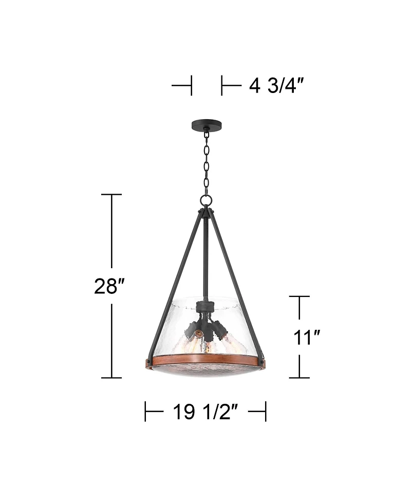 Dana 19 1/2" Farmhouse Rustic Pendant Chandelier Ceiling Light Fixture Dining Room Over Table Kitchen Island Foyer Hanging Round 4-Light Black Wood Fi