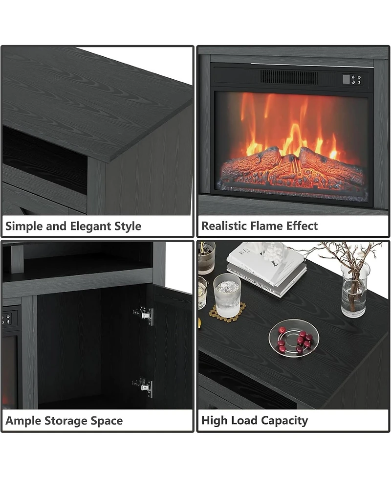 gaomon 67'' Tv Stand + 23'' Wick Tv Stand Electric Fireplace Electric Fireplace with Remote Control 1400W Powerful Heater