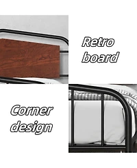 gaomon Platform Bed Frame with Wooden Headboard, Heavy Duty Metal Slats Support