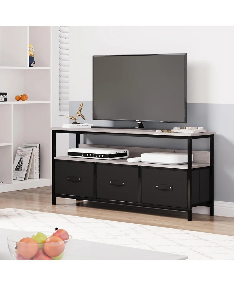 gaomon TrailBlaze Dresser Tv Stand for Bedroom, 47.2" Tv Console with 3 Drawers Entertainment Center with Open Shelf Modern Television Table Center Me
