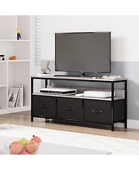 gaomon TrailBlaze Dresser Tv Stand for Bedroom, 47.2" Tv Console with 3 Drawers Entertainment Center with Open Shelf Modern Television Table Center Me