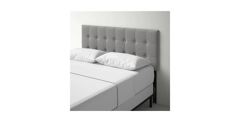 Slickblue Queen Modern Classic Style Button-Tufted Headboard in Grey Upholstered Fabric