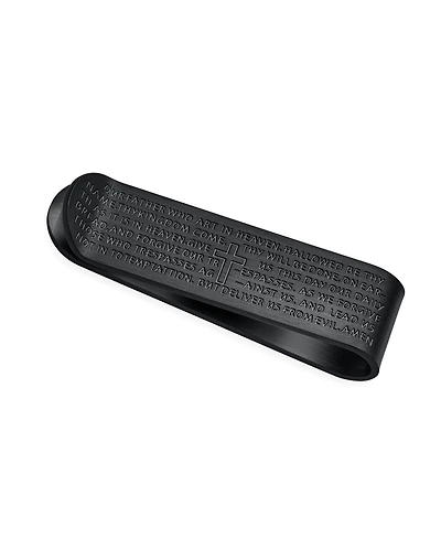 Bling Jewelry Religious Mantra Quote Lords Prayer Cross Black Money Clip Card Holder Father Stainless Steel