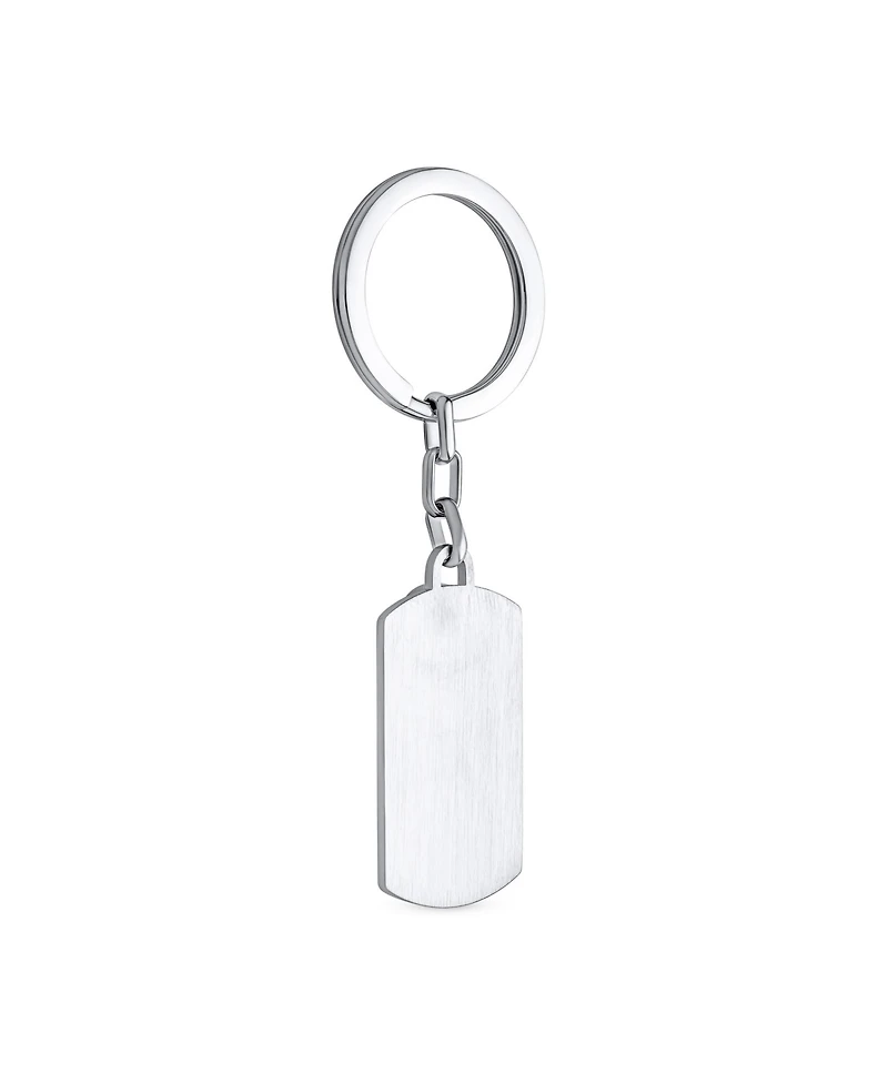 Bling Jewelry Guardian Angel Wing Feather Dog Tag Keychain Key Ring Holder Men Women Oxidized Stainless Steel