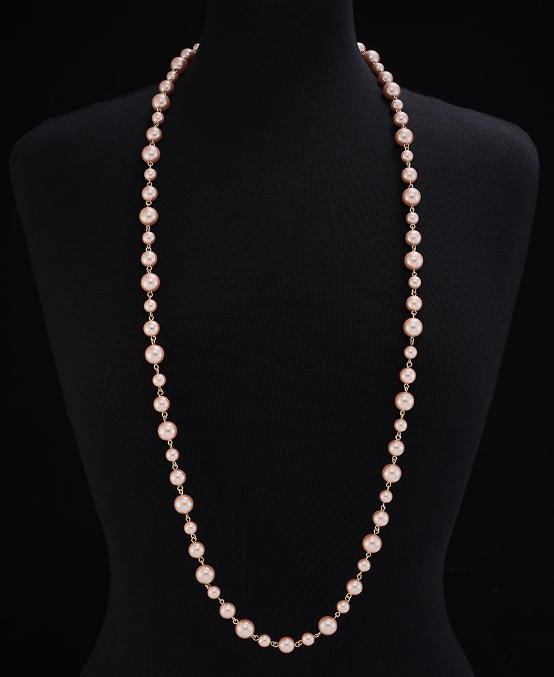 Charter Club Gold-Tone Pink Imitation Pearl Long Necklace, 42" + 2" extender, Exclusively at Macy's