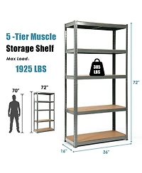 Gymax 2PCS 72'' Metal 5-Tier Garage Storage Rack Shelf Adjustable Freestanding