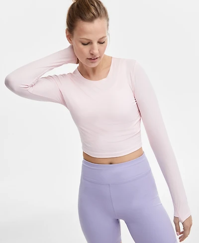 Id Ideology Women's Soft Long-Sleeve Crop Top, Exclusively at Macy's