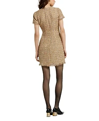 Mac Duggal Women's Boucle Short Sleeve Mini Dress With Pockets