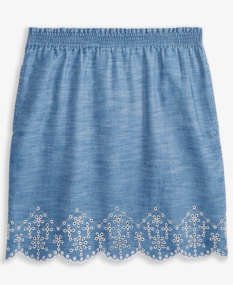 Epic Threads Little & Big Girls Eyelet-Trim Chambray Skirt, Exclusively at Macy's