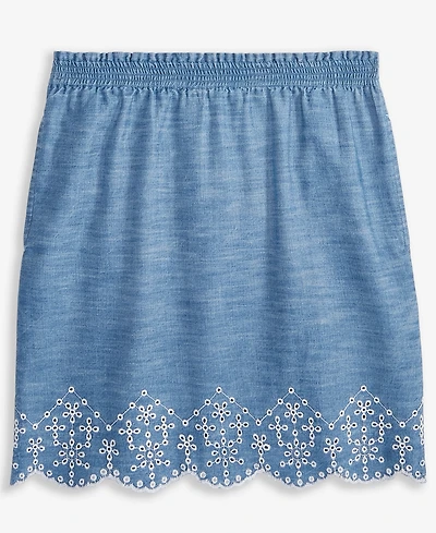Epic Threads Little & Big Girls Eyelet-Trim Chambray Skirt, Exclusively at Macy's