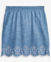 Epic Threads Little & Big Girls Eyelet-Trim Chambray Skirt, Exclusively at Macy's