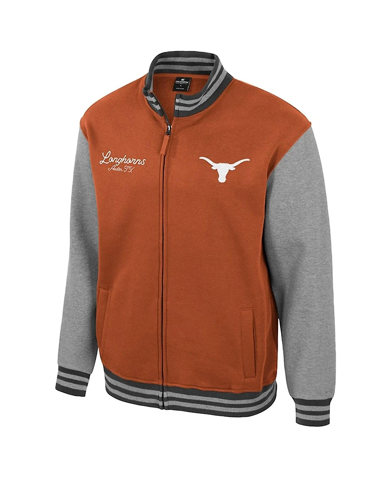 Colosseum Men's Burnt Orange Texas Longhorns Ambi-Turner Full-Zip Varsity Jacket