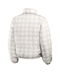 Wear by Erin Andrews Women's Black/White Las Vegas Raiders Reversible Cropped Full-Zip Puffer Jacket