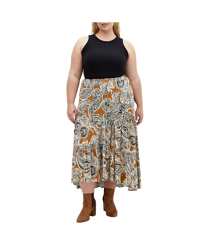 City Chic Plus Misha Print Skirt