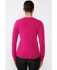 Jennie Liu Women's 100% Pure Cashmere Long Sleeve Crew Neck Pullover Sweater