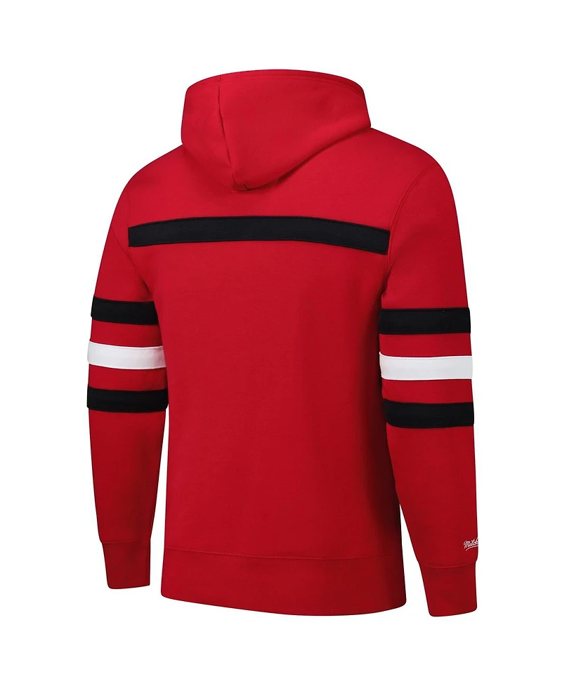 Mitchell & Ness Men's Scarlet San Francisco 49ers Vintage Logo Head Coach Fleece Pullover Hoodie