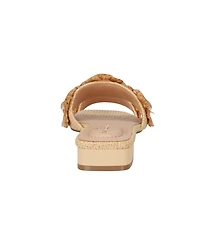 Bandolino Women's Marcell Flower Raffia Flat Slide Sandals