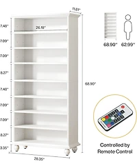 Tribesigns 2 Set 9-Tier Tall Bookcase with Led Lighting, 69" Modern Freestanding Bookshelf Solid Wood Legs, Wooden Open Display Shelf Organizer f