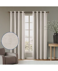 Linen Blend Total Blackout Grommet Curtains Pair, 52"X96"