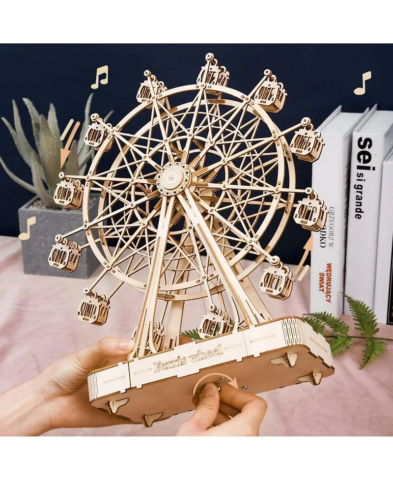 Robotime 3D Wooden Puzzle Stagecoach Model Model Kits Diy Cars Toy Gifts, Beige, 11"4"13.3"