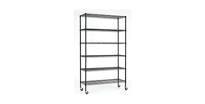 Slickblue Heavy Duty 6-Shelf Adjustable Metal Shelving Rack with Casters
