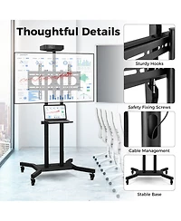 Gymax Mobile Tv Stand for 32-70 inch Flat or Curved TVs up to 110 lbs w/Av Shelf