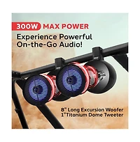 Pyle 8'' Marine Wakeboard Speaker System with Led Lights, 300W, Black