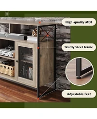 Wlive TV Stand 55 inch TvTall Entertainment Center with Storage Farmhouse Industrial Console for Bedroom Living Room