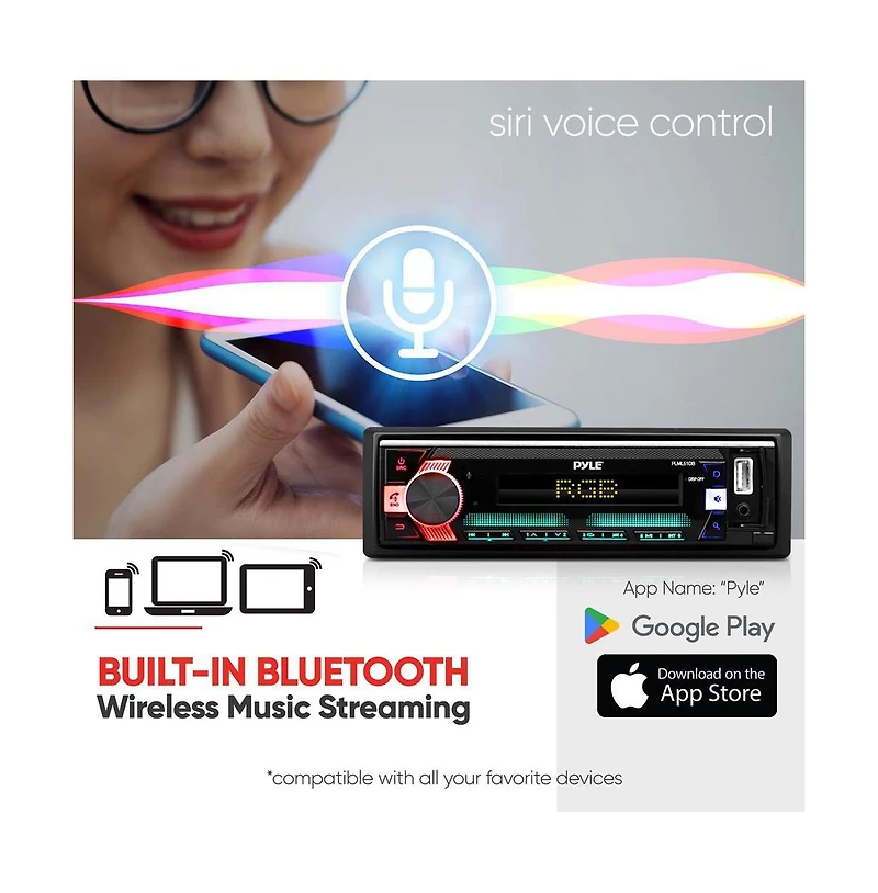 Pyle Single Din Bluetooth Stereo Receiver with MP3, Usb, Aux, 300W, Black