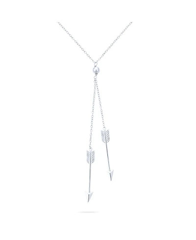 Bling Jewelry Vertical Dangle Lariat Pendant Necklace Gold Plated Sterling Silver