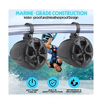 Pyle 4'' Waterproof Off-Road Speakers with Amplified Bluetooth Control Unit, 800W