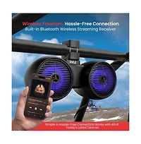 Pyle 6.5'' Marine Bluetooth Wakeboard Speaker System with Led Lights, 200W