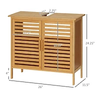 Kleankin Bamboo Under Sink Cabinet Bathroom Organizer