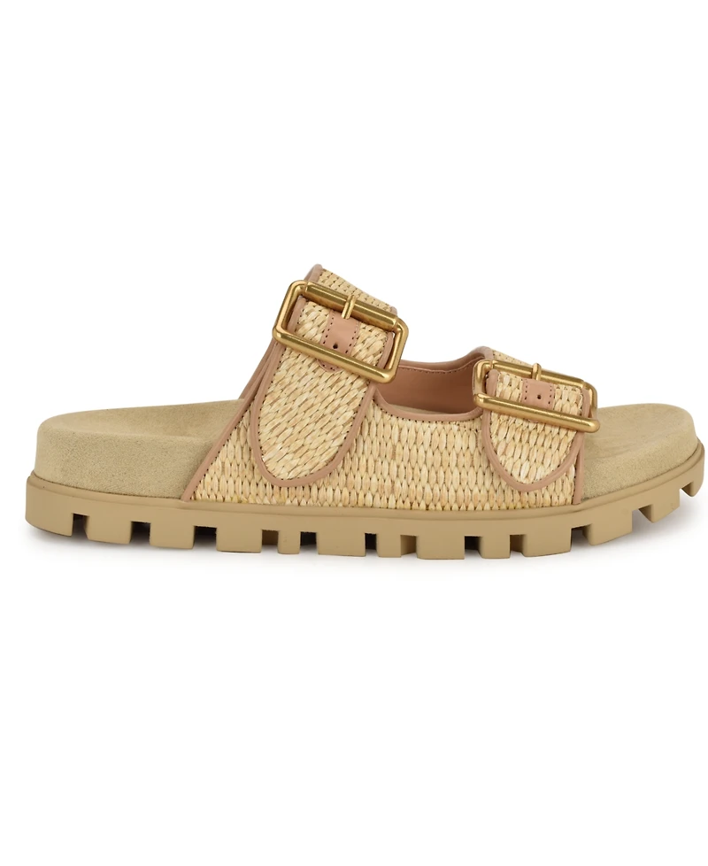 Nine West Women's Timma Double Strap Slip-On Flatform Sandals
