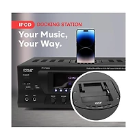 Pyle 300W Stereo Receiver with Built-in iPod Docking Station - Am/Fm Tuner, Usb Flash & Sd Card Readers, Subwoofer Control