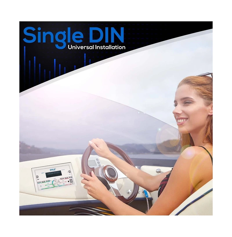 Pyle Marine Bluetooth Stereo Receiver, Double Din, 300W, Lcd Display