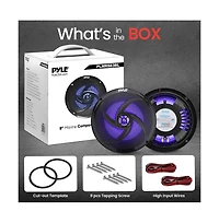 Pyle 8'' Marine Waterproof Speakers with Blue Led Lights, 320W, Black