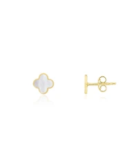 The Lovery Mini Mother of Pearl Clover Stud Earrings 14K Gold