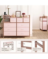 Dresser for Bedroom with 9 Drawer, Tv Stand with Charging Station, Fabric Chest of Drawers for Bedroom Dresser for Modern Design