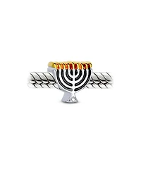 Bling Jewelry Chanukah Menorah Charm Bead Gold Plated Sterling Silver European Bracelet