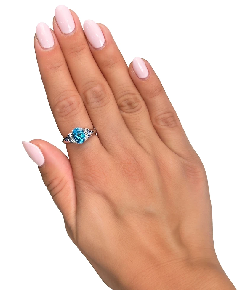 Le Vian Blue Topaz (2 ct. t.w.), Blueberry Sapphire (1/6 ct. t.w.) & Nude Diamond (1/20 ct. t.w.) Statement Ring in 14k White Gold