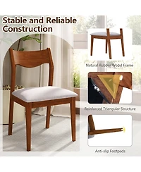 Gymax Wooden Dining Chair Set of w/ Rubber Wood Frame Wide Padded Seat