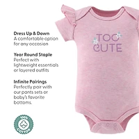 The Peanutshell Baby Girls Short Sleeve Cotton Bodysuits Girls, Cherry Blossom