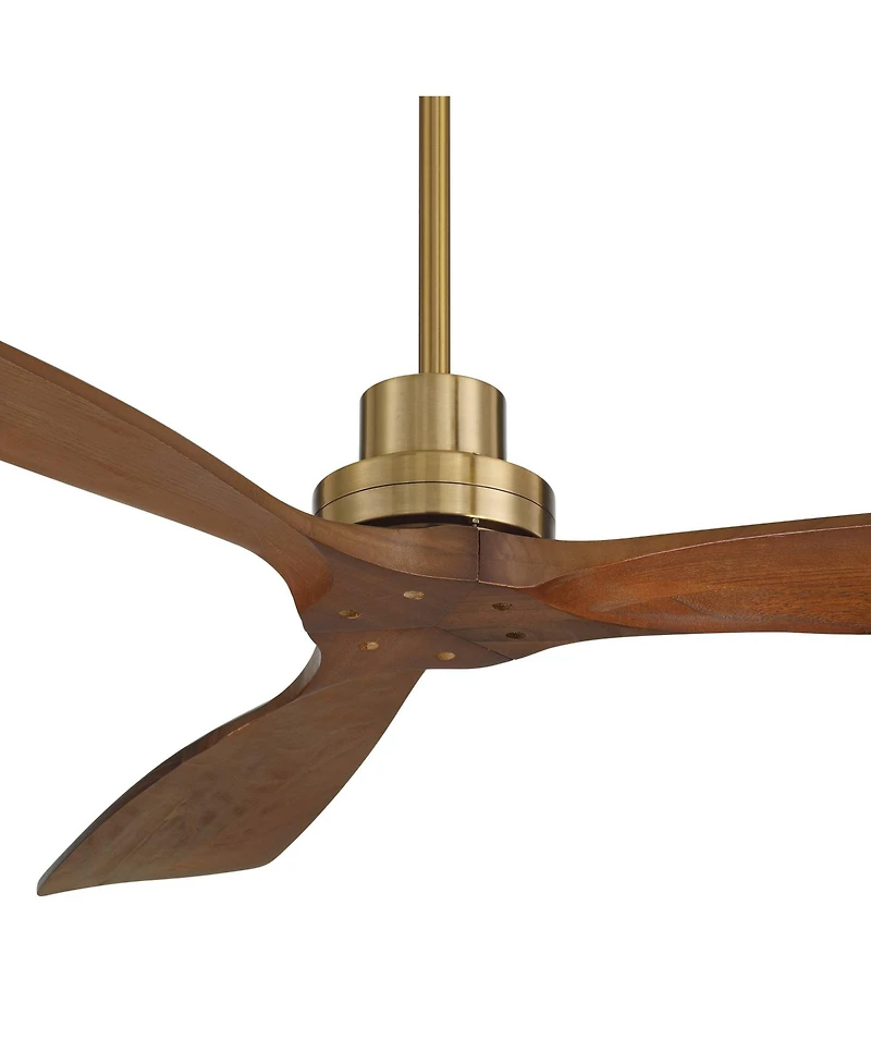 Casa Vieja 52" Delta Modern Indoor Ceiling Fan 3 Blade Remote Control Soft Brass Finish Walnut Finish Blades Bedroom Dc Motor