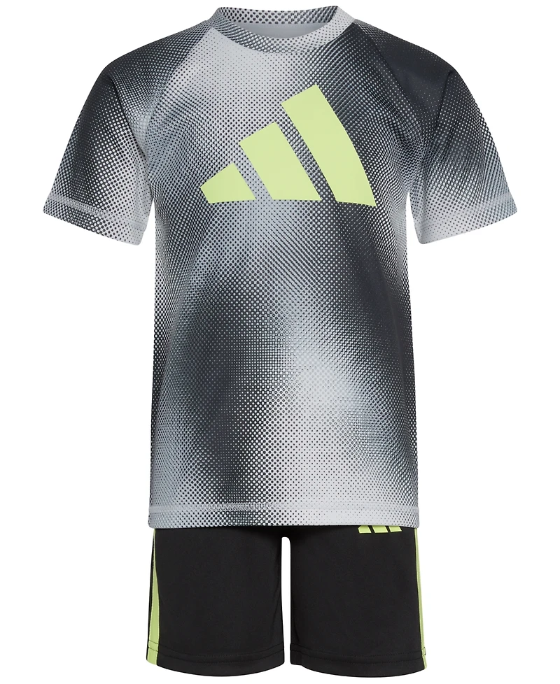 adidas Toddler & Little Boys Short-Sleeve Raglan Printed T-Shirt & Shorts, 2 Piece Set