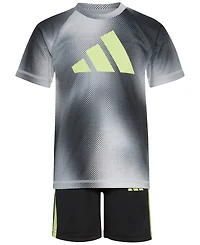 adidas Toddler & Little Boys Short-Sleeve Raglan Printed T-Shirt & Shorts, 2 Piece Set