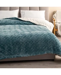 Linery & Co. Velvet Plush Reversible Sherpa Throw Blanket