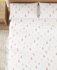 Linery & Co. 100% Turkish Cotton Winter Flannel Sheet Set - Winter trees