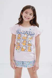 Garfield Girls T-Shirt and French Terry Dolphin Shorts Outfit Set