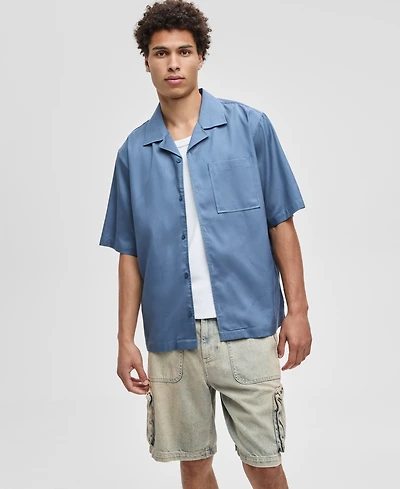 Mode of One Men's Relaxed-Fit Button-Down Utility Camp Shirt, Macy's Exclusive